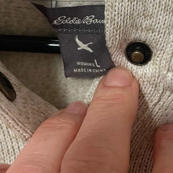 Eddie Bauer Cozy Cream Women's Hooded Sweater L - Picture 3 of 8